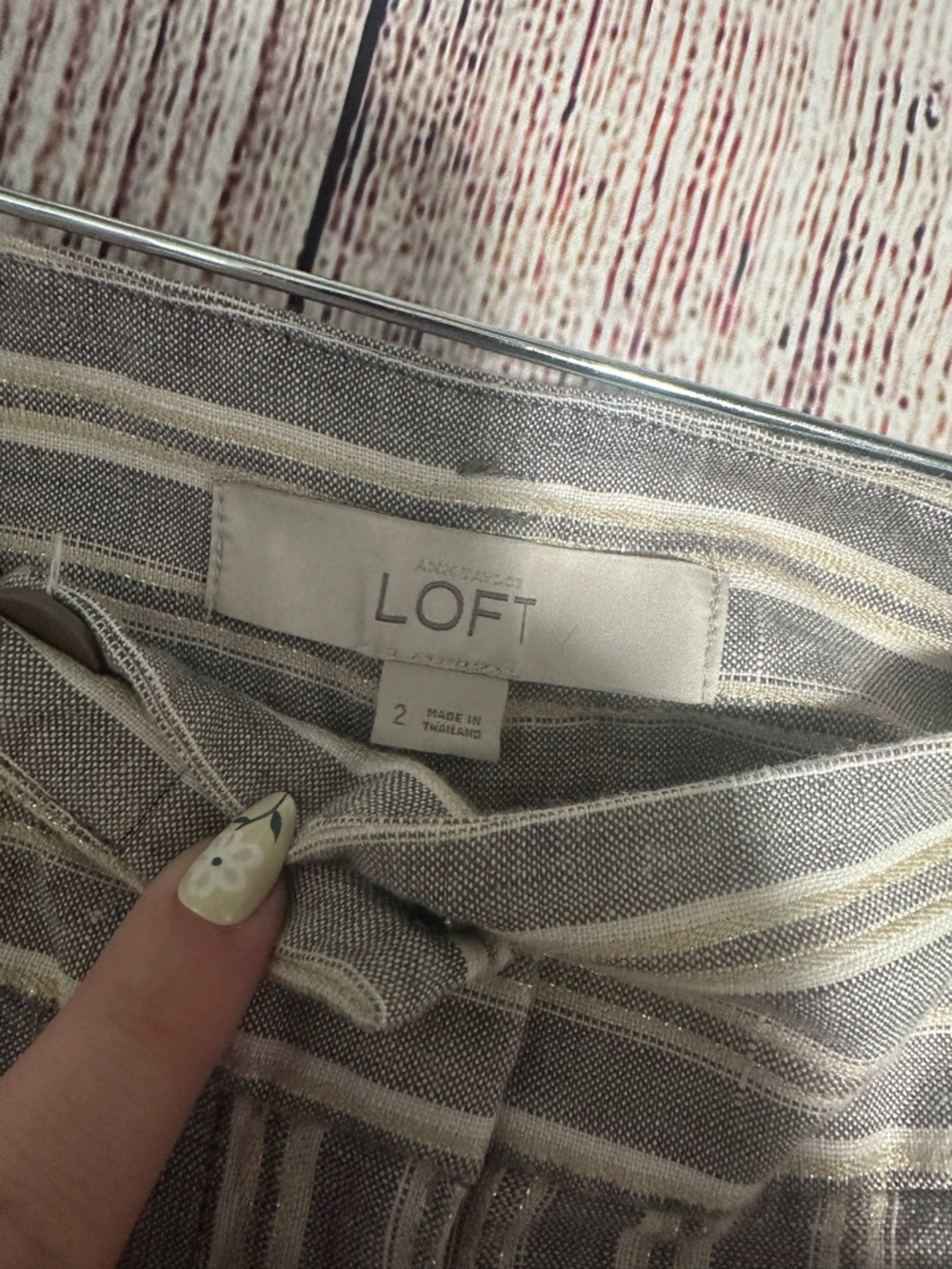 LOFT Striped Canvas Tote in Gray and Cream